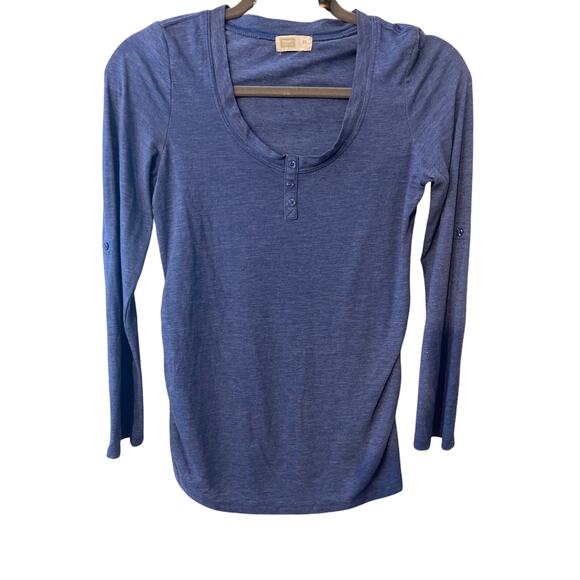 Old Navy Maternity Purple Henley Cotton Top Roll Tab Sleeves Size XS Extra Small - Picture 1 of 7